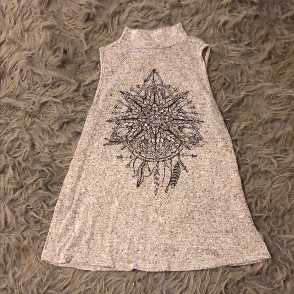Grey/Black mock neck top